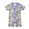 thumbnail image 1 of BONVERANO Baby Girls Swimsuit UPF 50+ Sun Protection, Short Sleeve Zipper One Piece Swimwear, Toddler Bathing Suit（flower2-9-12months）, 1 of 8