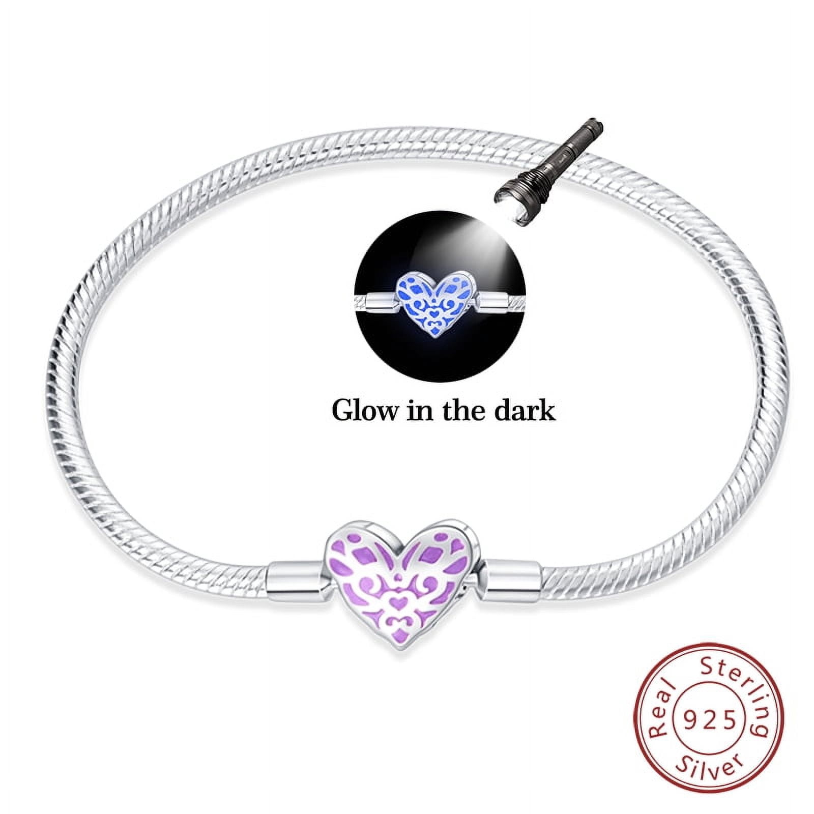 BONZEUS 925 Sterling Silver Charm Bracelet for Women - Blue Butterfly, Octagonal Star, Evil Eye & More with Zircon - 17-20CM Adjustable Length - Fine Jewelry Gift
