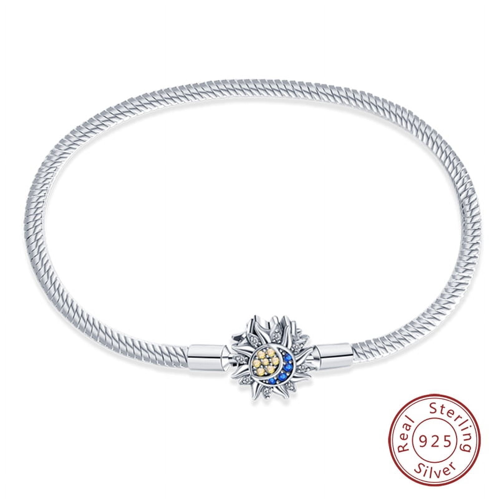 BONZEUS 925 Sterling Silver Charm Bracelet for Women - Blue Butterfly, Octagonal Star, Evil Eye & More with Zircon - 17-20CM Adjustable Length - Fine Jewelry Gift