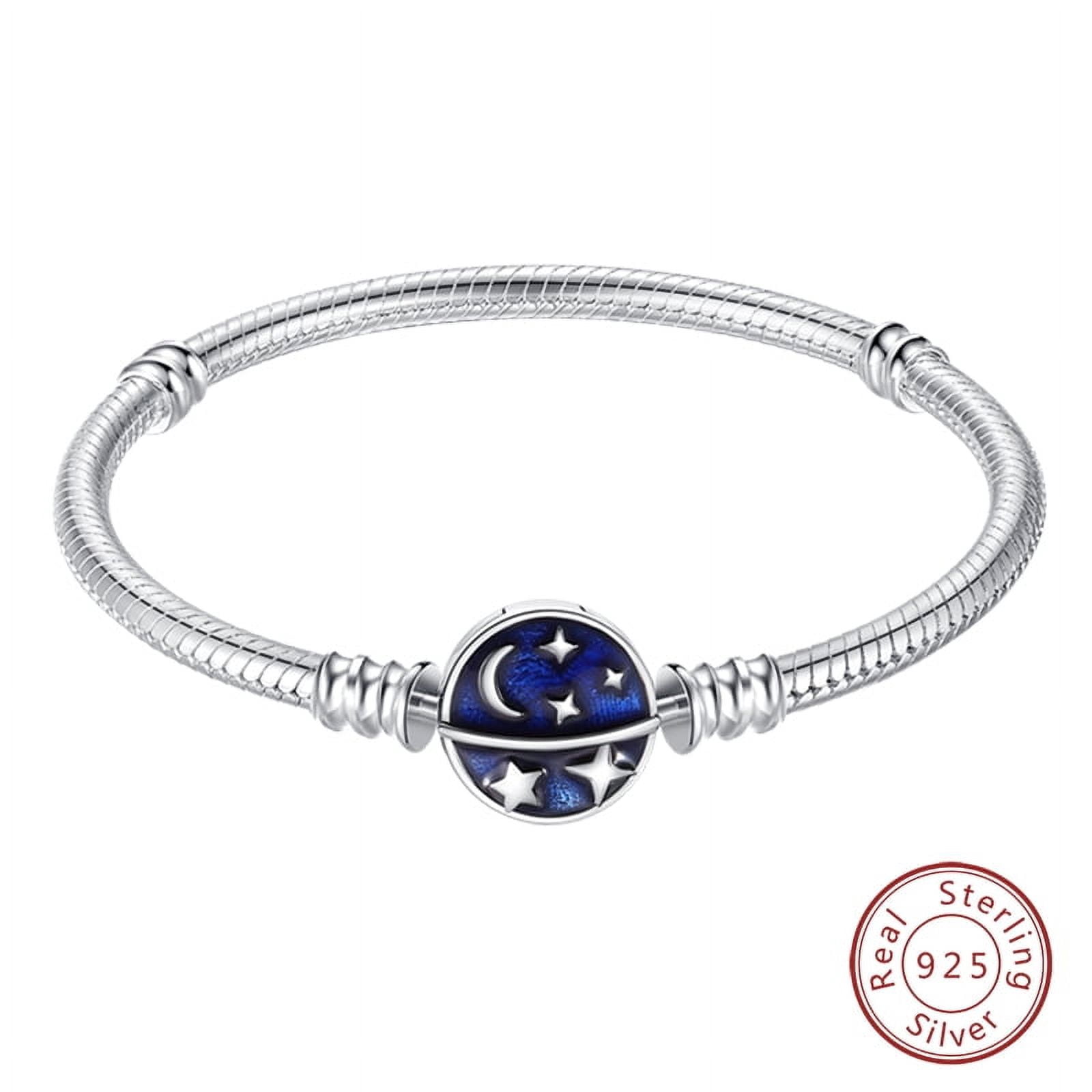 BONZEUS 925 Sterling Silver Charm Bracelet for Women - Blue Butterfly, Octagonal Star, Evil Eye & More with Zircon - 17-20CM Adjustable Length - Fine Jewelry Gift