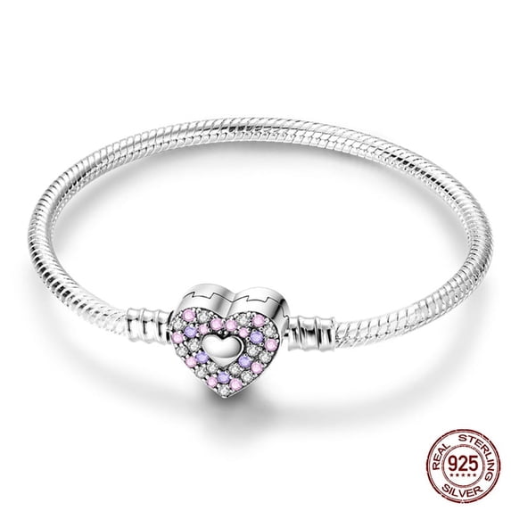 BONZEUS 925 Sterling Silver Charm Bracelet with Star, Moon, Sun & Clover - Green Zircon - Available in 17-20CM