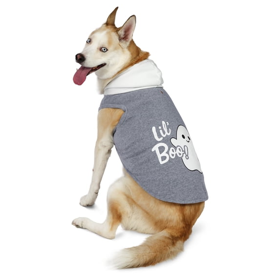 Vibrant Life Halloween Hoodie for Dogs, Lil' Boo, Gray, L
