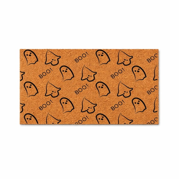 BOO!, Ghost Pattern Doormat - Brown Coir PVC Outdoor Doormat (24x48 inches) 5178