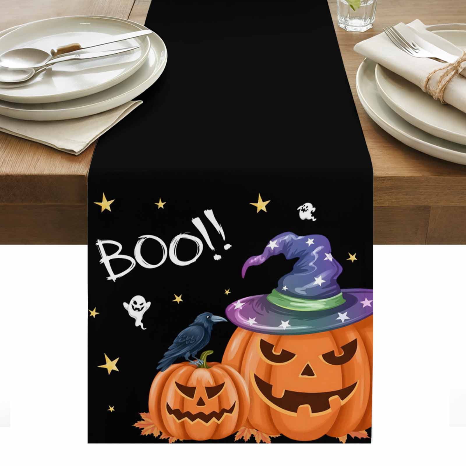 BOO Halloween Table Runner - 90 Inch Long, Kitchen Dining Table Runner ...