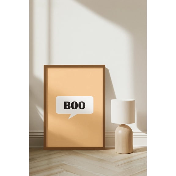 BOO Speech Bubble Wall Art, Spooky Minimalist Decor, Unframed Paper Print Size 8x12