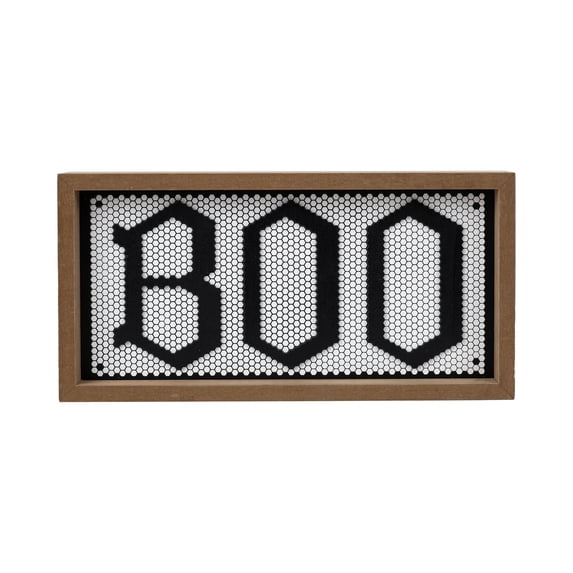 Boo Framed Tabletop Sign Decoration, Black and White, 10" x 5", Halloween by Way To Celebrate