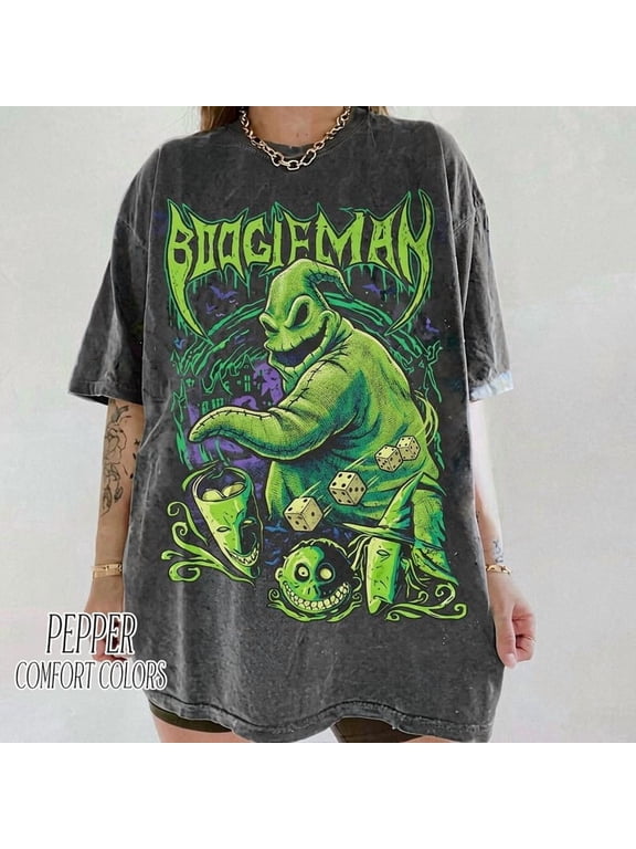 BOOGIEMAN! Oogie Boogie Shirt, Comfort Colors Vintage Halloween Tee, Retro Heavy Metal Style Nightmare Before Christmas T-Shirt