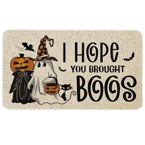 BOOHIT Halloween Door Mat 31x19 Inch Indoor Outdoor Entrance Floor Home Decoration (Pumpkin Head Spooky)