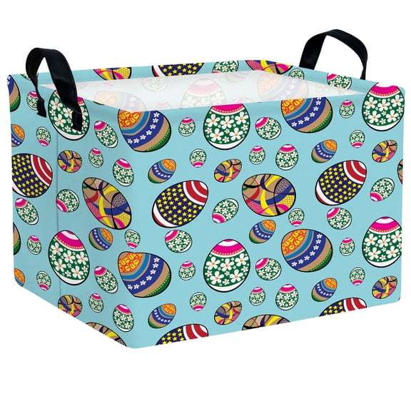 BOOHIT Large Easter Basket for Kids Canvas Teen Empty Gift Storage Bin Decor(Blue 2)