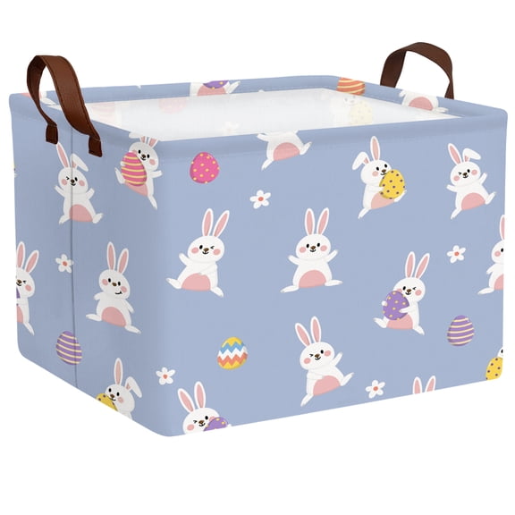 BOOHIT Large Easter Basket for Kids Canvas Teen Empty Gift Storage Bin Decor(Blue 3)