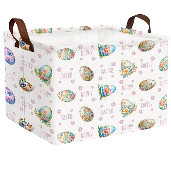 BOOHIT Large Easter Basket for Kids Canvas Teen Empty Gift Storage Bin Decor(Colorful 1)