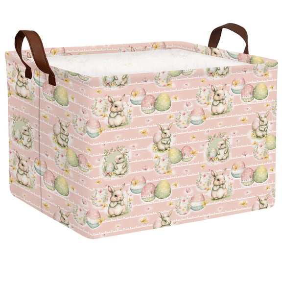 BOOHIT Large Easter Basket for Kids Canvas Teen Empty Gift Storage Bin Decor(Pink 2)
