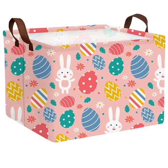 BOOHIT Large Easter Basket for Kids Canvas Teen Empty Gift Storage Bin Decor(Pink 4)