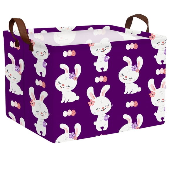 BOOHIT Large Easter Basket for Kids Canvas Teen Empty Gift Storage Bin Decor(Purple)
