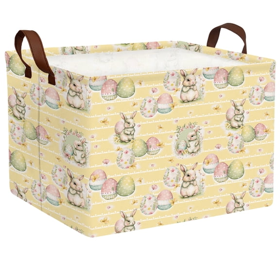 BOOHIT Large Easter Basket for Kids Canvas Teen Empty Gift Storage Bin Decor(Yellow)