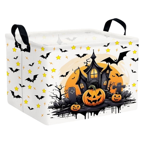 BOOHIT Large Halloween Gift Basket for Kids Cute Baby Candy Storage Bin Women Decor(Castle Pumpkin Bat)