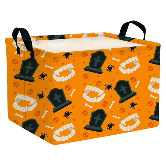 BOOHIT Large Halloween Gift Basket for Kids Cute Baby Candy Storage Bin Women Decor(Gravestone Tooth)