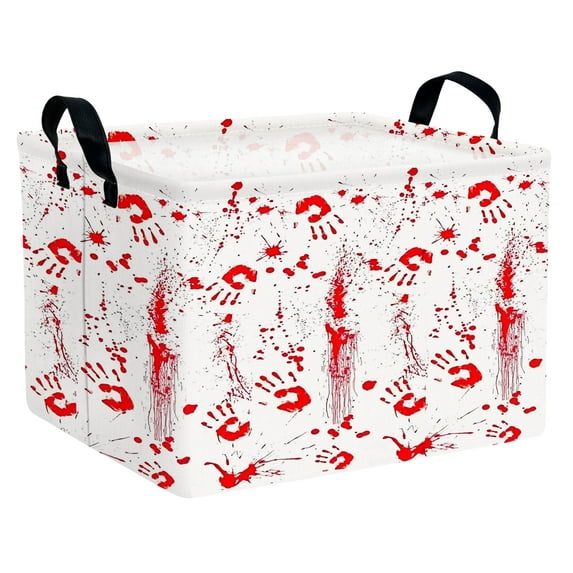 BOOHIT Large Halloween Gift Basket for Kids Cute Baby Candy Storage Bin Women Decor(Handprint Blood Stains)