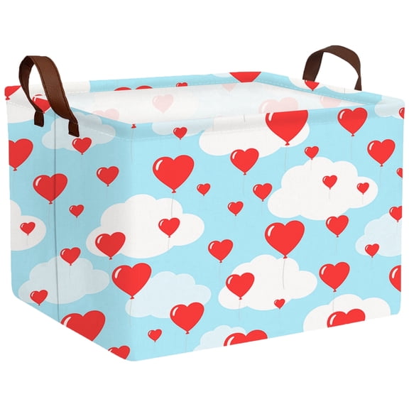 BOOHIT Valentines Day Basket Empty Heart Gifts Basket Kid Storage Bins Decor(Balloon Love)
