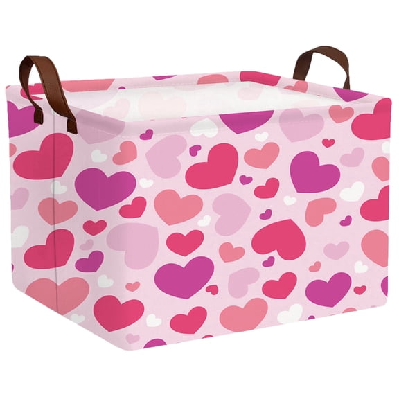 BOOHIT Valentines Day Basket Empty Heart Gifts Basket Kid Storage Bins Decor(Purple Pink White Love)