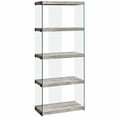 thumbnail image 1 of BOOKCASE - 60"H / GREY RECLAIMED WOOD-LOOK /GLASS PANELS, 1 of 7