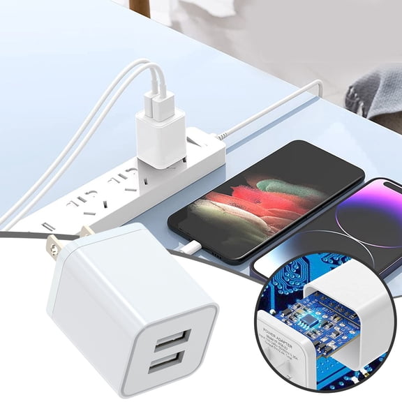 BOOKR USB Plug USB Wall Charger 2 Pack Dual Port USB Electrical Plug Cube 5V 2.4A Charging Block USB Plugs Compatible