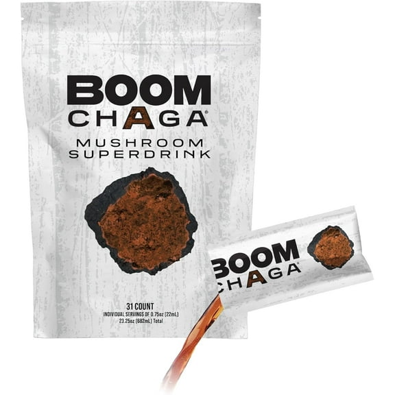Mushroom Superdrink, Chaga Mushroom Extract Liquid Concentrate with Antioxidants - 31 Single-Serving Packets