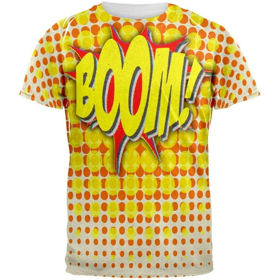 BOOM Comic Book Super Hero All Over Adult T-Shirt - Small