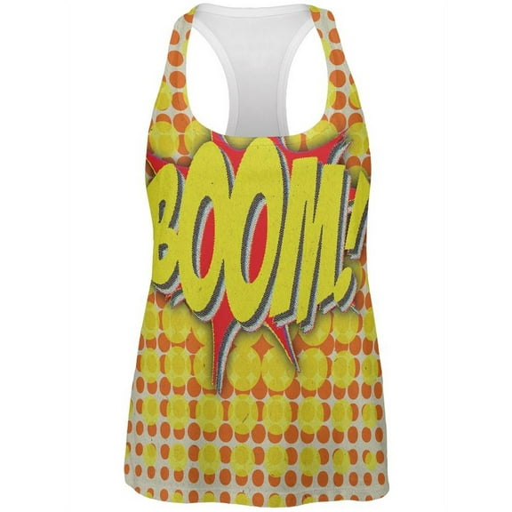 BOOM Comic Book Super Hero All Over Womens Work Out Tank Top - Medium