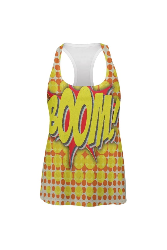 BOOM Comic Book Super Hero All Over Womens Work Out Tank Top - Small