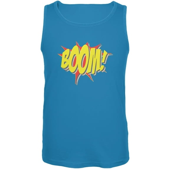 BOOM Comic Book Super Hero Turquoise Adult Tank Top - X-Large