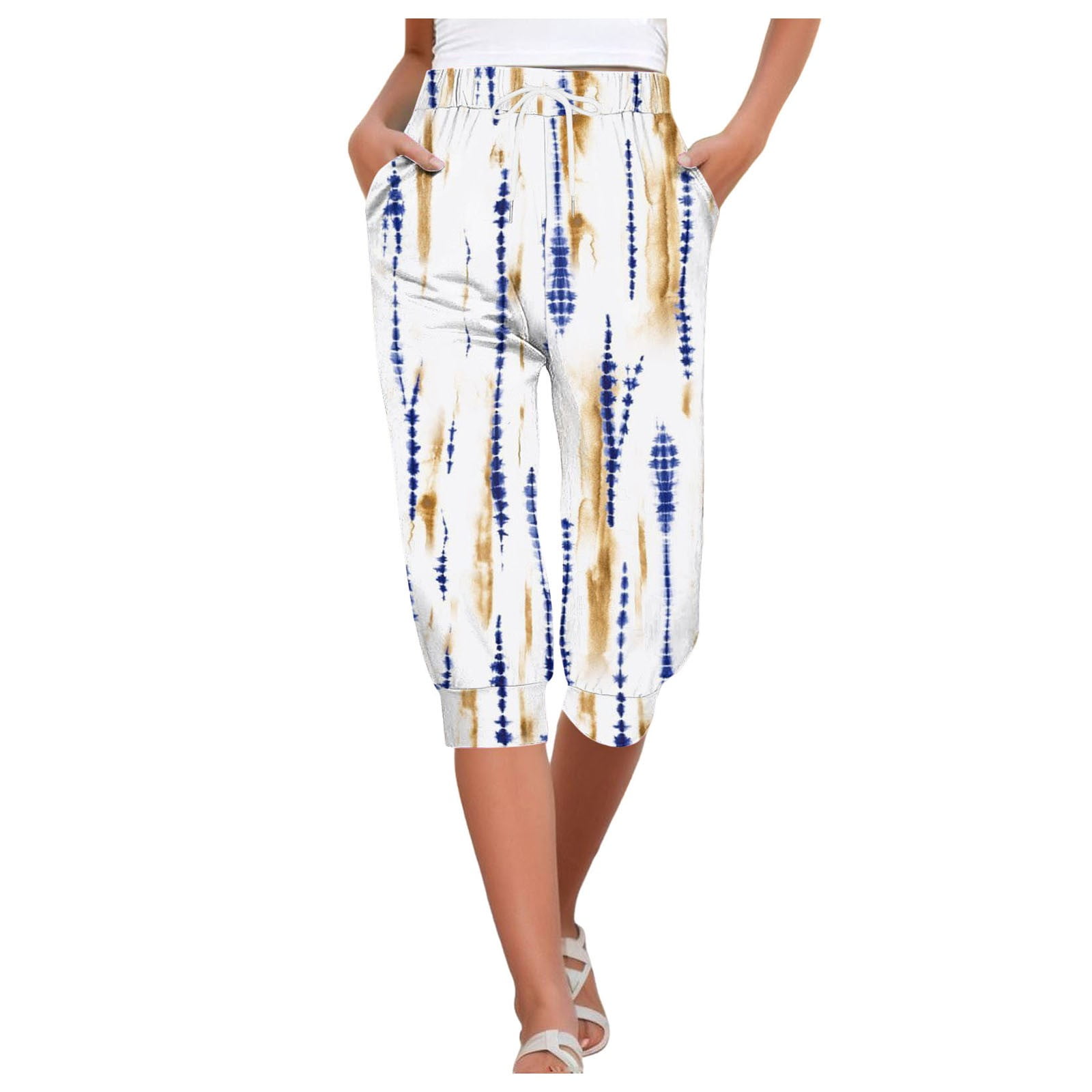 BOOM Ruffle Shorts Sweatpants Capris For Women Print Pants Bottom