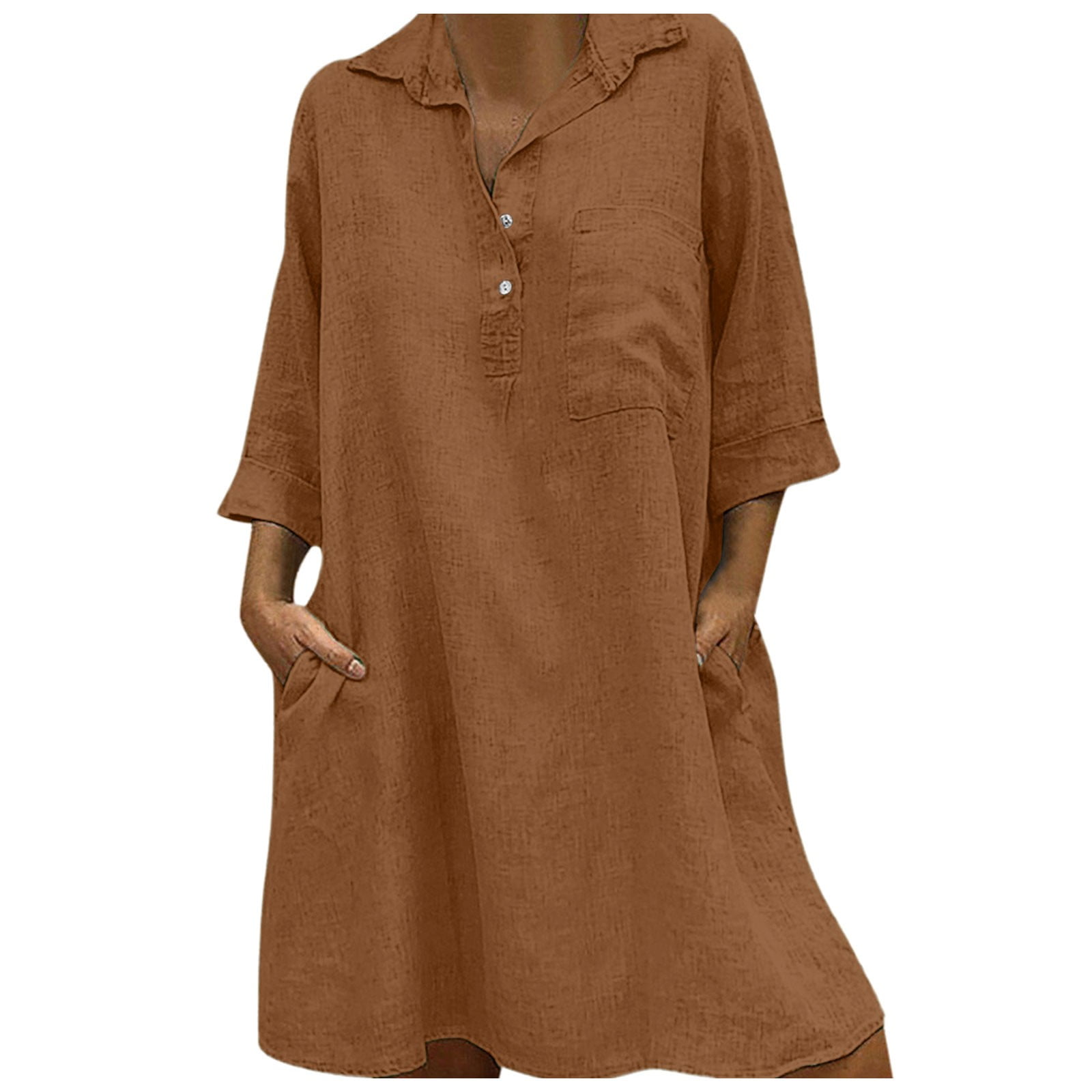 BOOM Summer Dresses for Women Button Down Lapel Lace Short Sleeve Funny