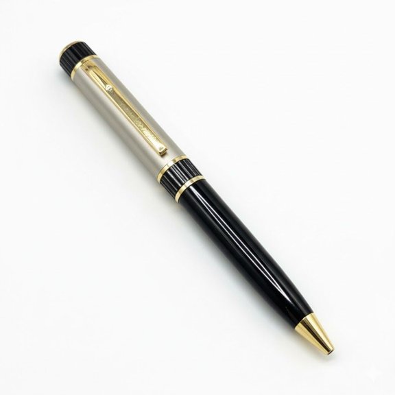 DOLPHIN ENTERPRISES Metal Executive Pen Black Silver Finish with Gold Accents Professional Designer Writing Pen