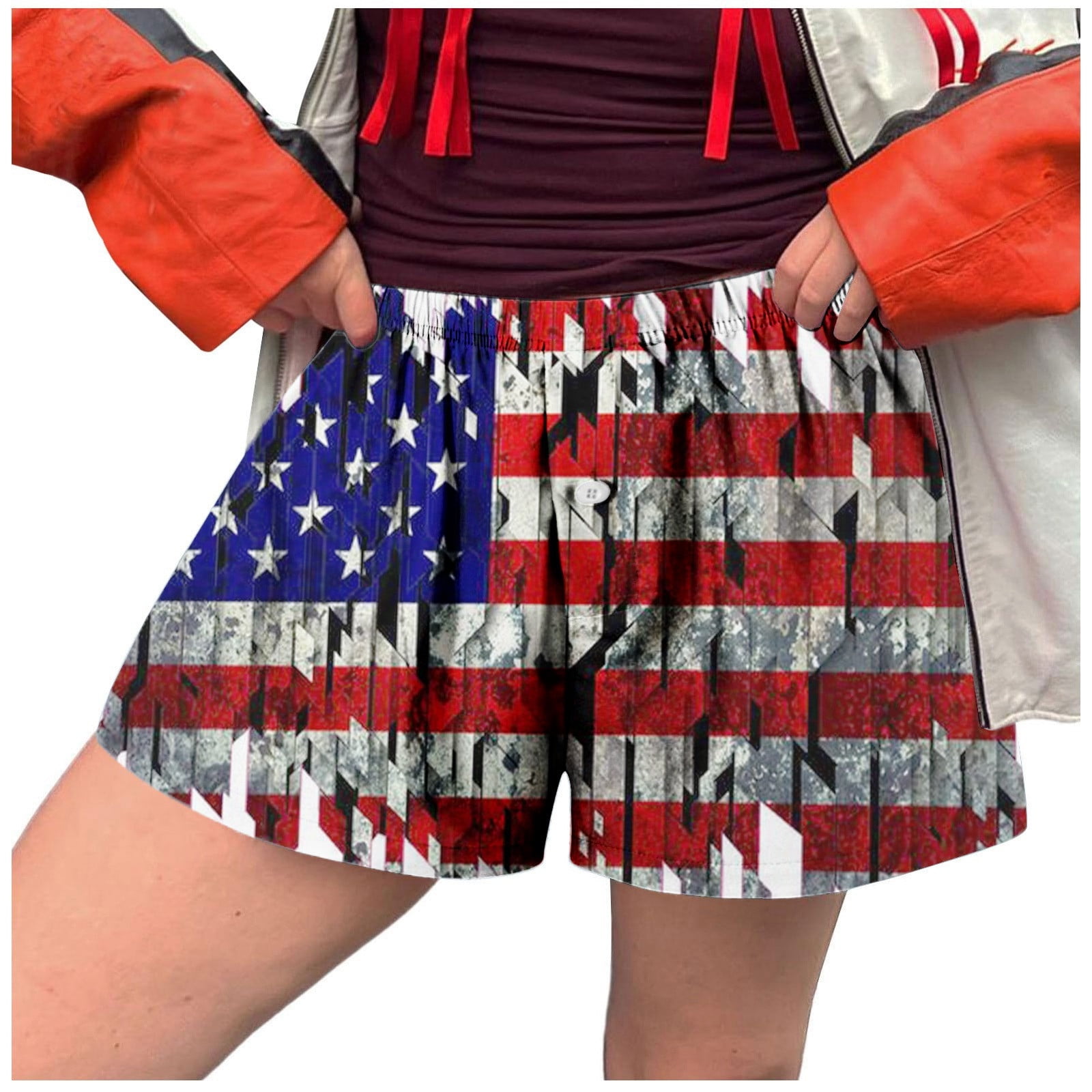 BOOM Womens Shorts Casual Casual Boho Floral Knee Length Shorts Plaid