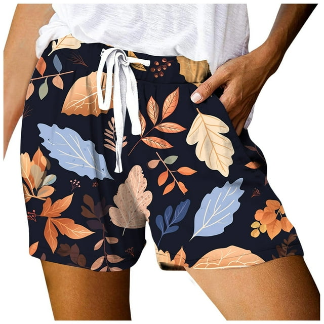 BOOM Womens Workout Shorts Y2k Plaid Elastic Waist Geo Print Boho