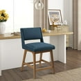 thumbnail image 1 of BOOMERANG Counter Stool 36.25" Height Barstool with Backrest Modern Solid Wood, INCLAKE Upholstered Foam Seat, Faux Linen Pub Chair, Navy, 1 of 7