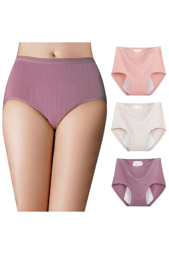3 Pack Period Underwear for Women Plus Size High Waisted Leakproof Cotton Panties Hygroscopic Comfort Menstrual Briefs