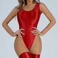 thumbnail image 1 of BOOMILK Bodysuits for Women Large Oily Silky Shiny T Crotch Bodysuit Transparent Sexy Lingerie, 1 of 7
