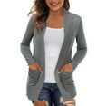 thumbnail image 1 of BOOMILK Cardigan Sweaters for Women Lightweight Long Sleeve Open Front Cardigan With Pockets Casual Knit Sweater Coat Grey, 1 of 9