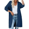 thumbnail image 1 of BOOMILK Cardigan Sweaters for Women Lightweight Plus Size Solid Casual Knitted Loose Long Sweater Coat Blue, 1 of 5
