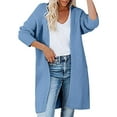 thumbnail image 1 of BOOMILK Cardigan Sweaters for Women Lightweight Plus Size Solid Casual Knitted Loose Long Sweater Coat Sky Blue, 1 of 5