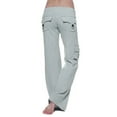 thumbnail image 1 of BOOMILK Cargo Pants for Women Elastic High Waisted Solid Color Casual Wide Leg Pants Plus Size Joggers Yoga Trousers With Pockets Gray, 1 of 9