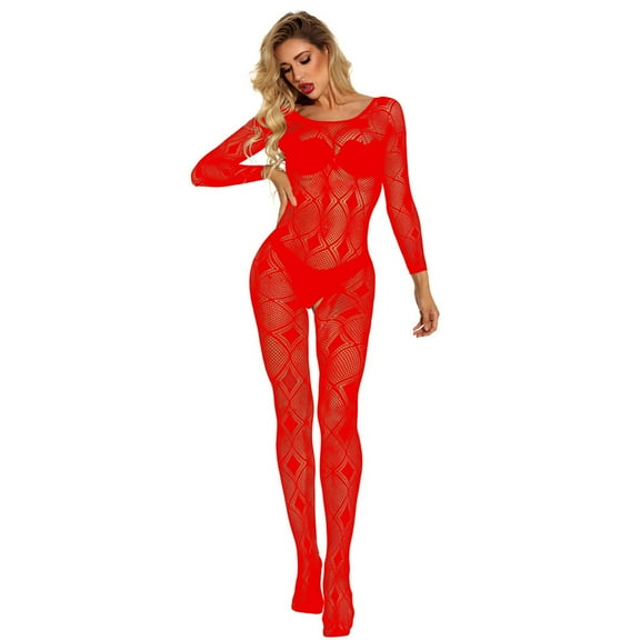 BOOMILK Crotchless Bodysuits for Women Sexy Fishnet Babydoll Lingerie Underwear Nightwear Sleepwear Bodysuit
