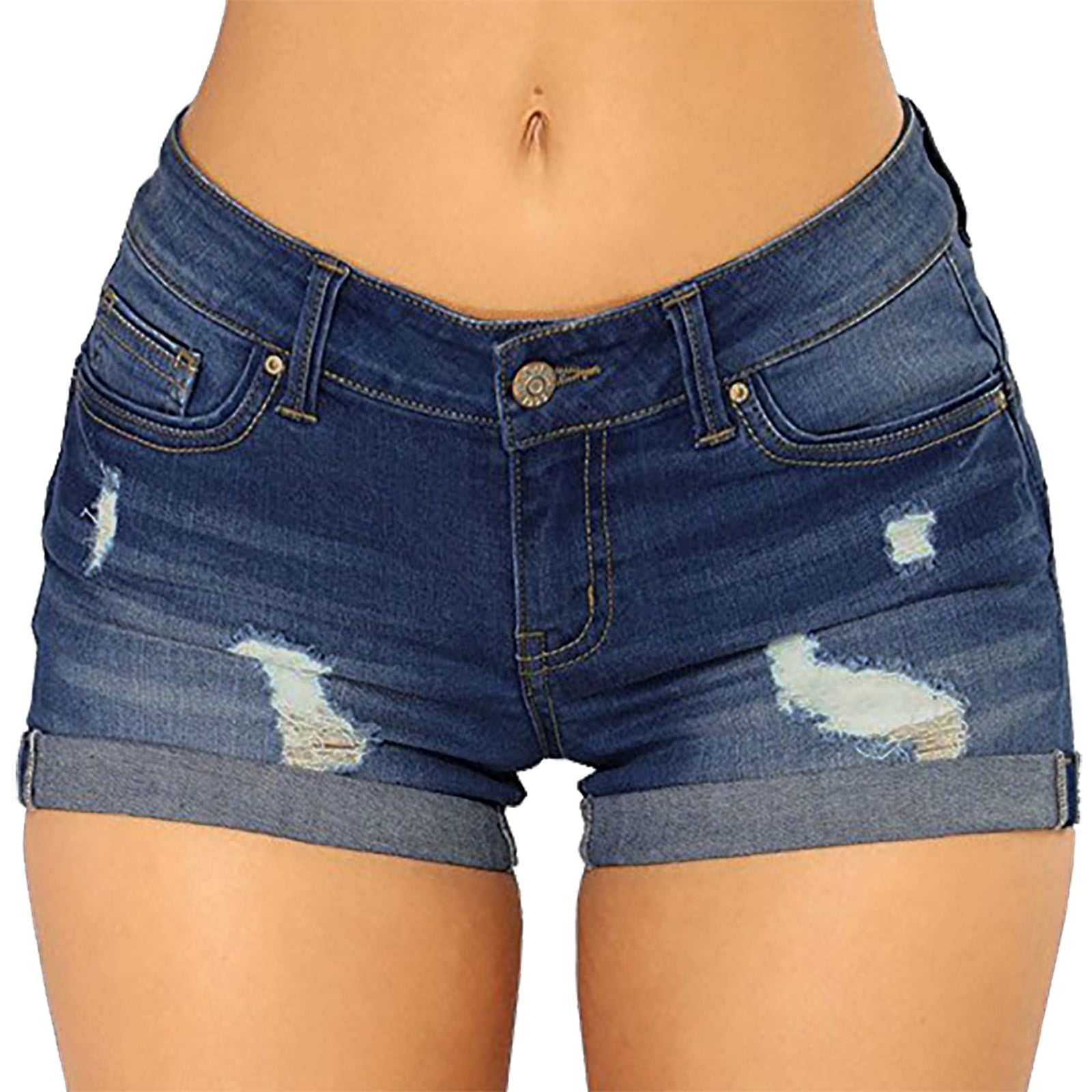 Baqcunre Women's Ripped High Waisted Denim Shorts Stretchy