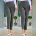 thumbnail image 1 of BOOMILK Dress Pants for Women Business Casual High Waisted Solid Color Cropped Work Pants Slim Taper Zipper Trousers With Pocket Gray, 1 of 4