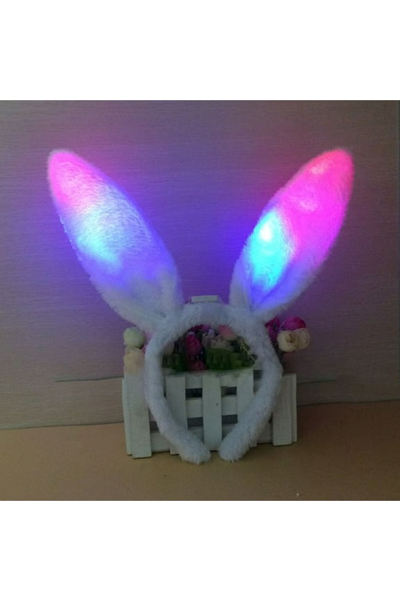 Easter Bunny Ears Headband With LED Lights Adult Kids Rabbit Ear Hairband Glowing Party Hair Accessories