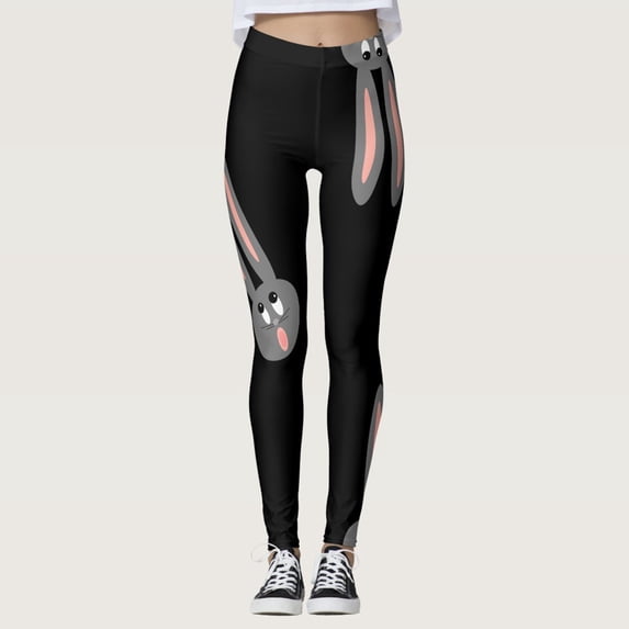 BOOMILK Easter Leggings for Women Cute Bunny Rabbit Print High Waisted Stretch Yoga Pants Workout Tummy Control Legging