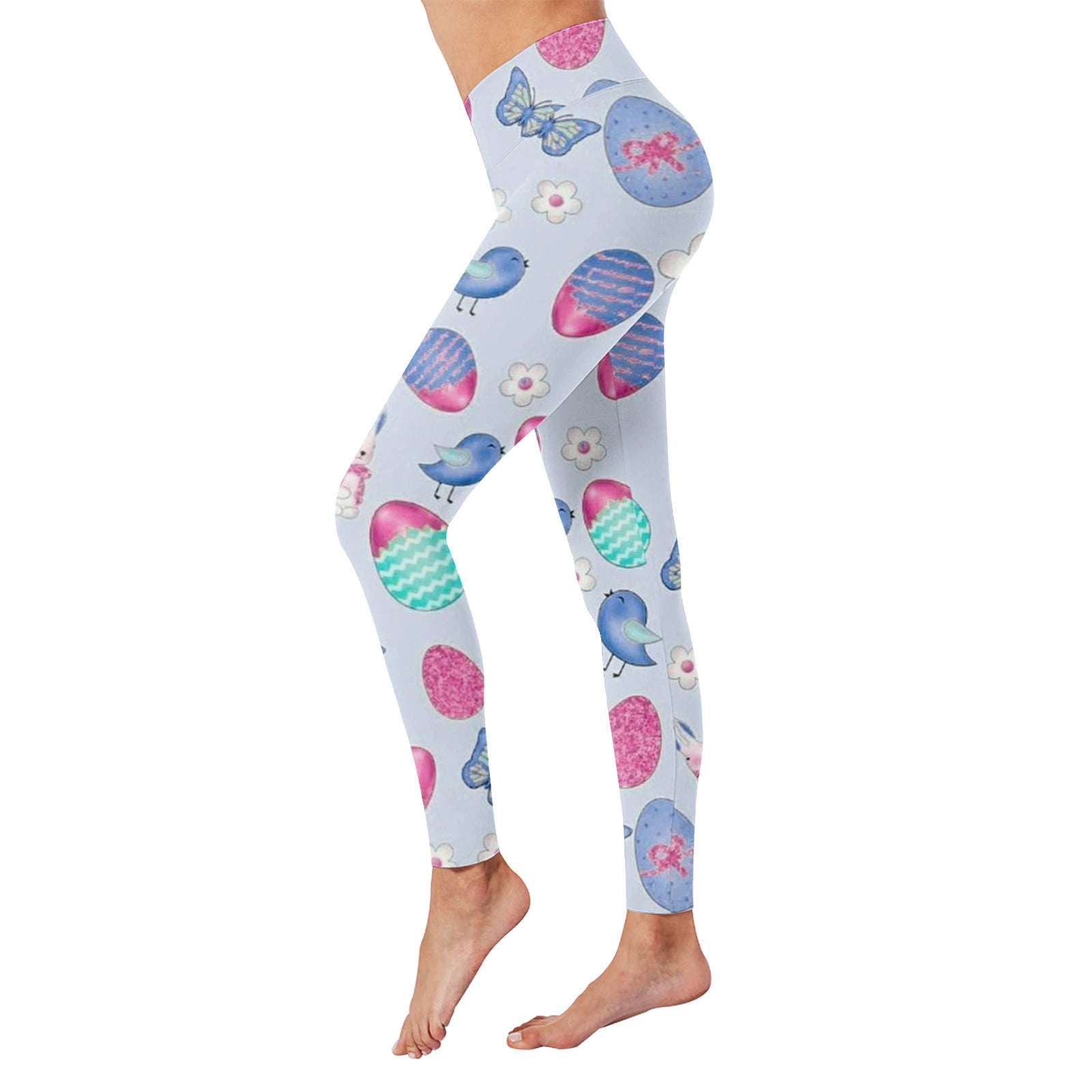 BOOMILK Easter Leggings for Women High Waisted Easter Eggs Print Workout  Skinny Pants Stretch Tummy Control Yoga Legging 