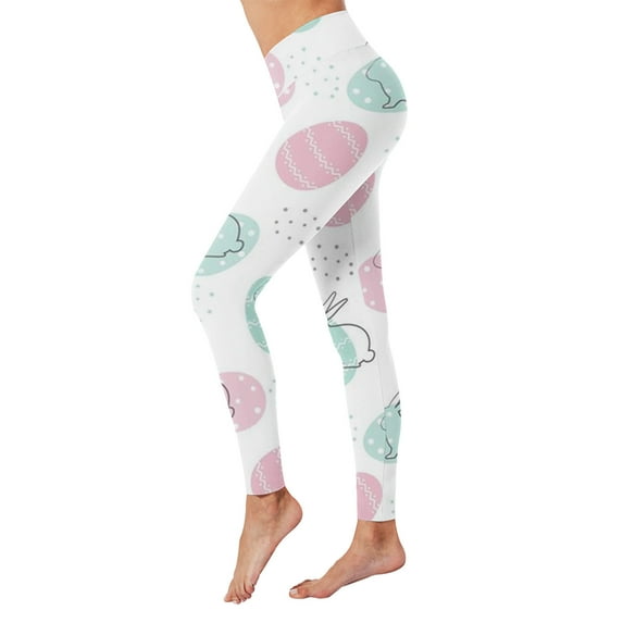 BOOMILK Easter Leggings for Women High Waisted Easter Eggs Print Workout Skinny Pants Stretch Tummy Control Yoga Legging